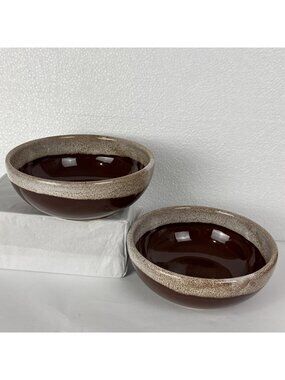Watt Pottery Oven Ware Brown Glaze Bowls Set of 2 #52 vtg 50s/60s USA soup bb